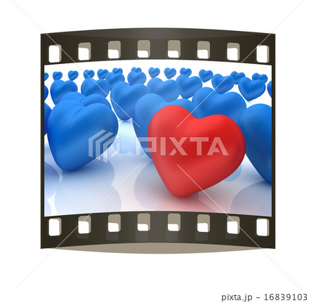 One red heart standing out in crowd. film strip One red heart standing out in crowd. film strip 16839103