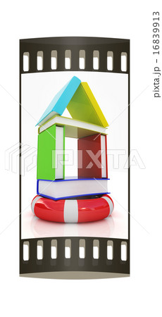 Books house on lifeline. The film strip Books house on lifeline. The film strip 16839913