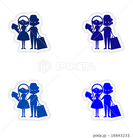 assembly realistic sticker design on paper boy girl flowers assembly realistic sticker design on paper boy girl flowers 16843233