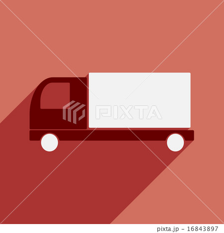 Flat with shadow icon and mobile application delivery truck 16843897