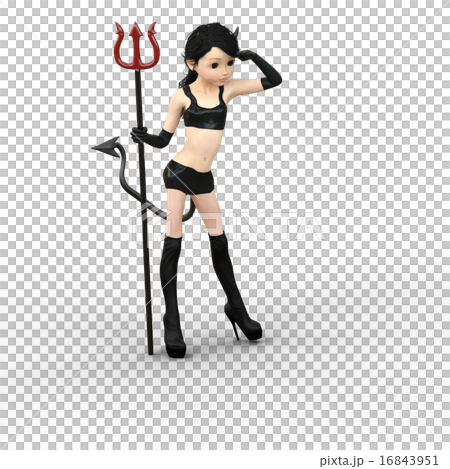 Cute demon Deformed perming 3DCG illustration material 16843951