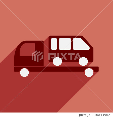 Flat with shadow icon and mobile application tow truck car 16843962