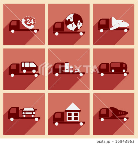 Flat with shadow concept and mobile application logistics delivery truck  16843963