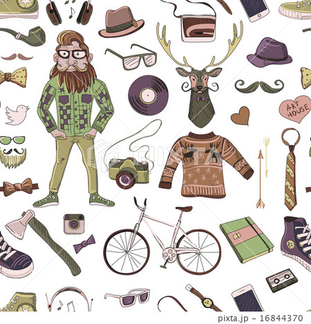 Colored hand-drawn Hipster style pattern 16844370