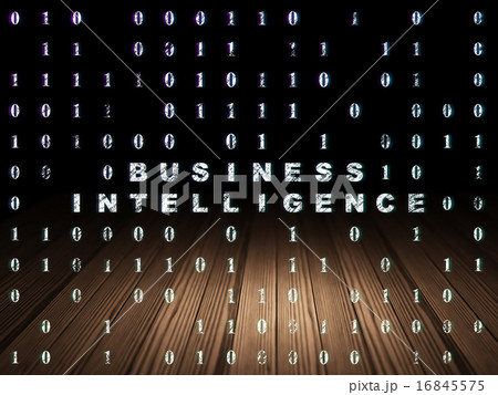 Finance concept: Business Intelligence in grunge dark room 16845575
