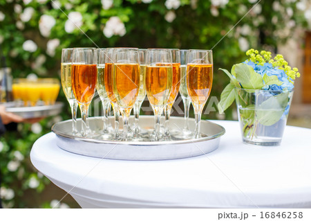 Dish with champagne and wine glasses 16846258