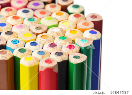 Color pencils close-up photo, isolated on white 16847557