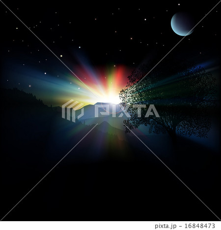 abstract background with sunrise and mountains 16848473
