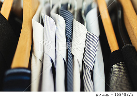 Shirts hanging stack,close up 16848875