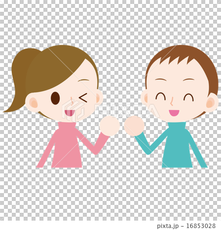 Male and female upper body to hold hands together 16853028