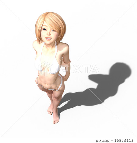 白い水着の女性　perming 3DCG イラスト素材 16853113