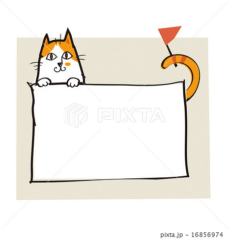 メッセージボードを持つ猫のイラスト素材