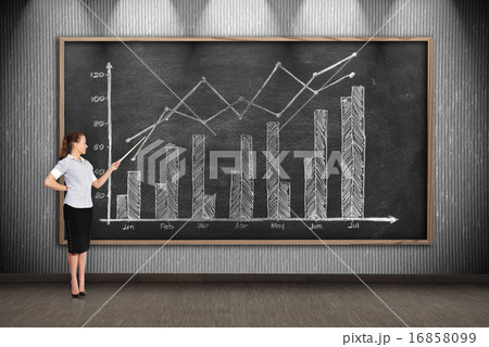 businesswoman points at a chalk board 16858099