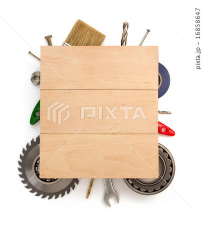 set of tools and instruments on white 16858647