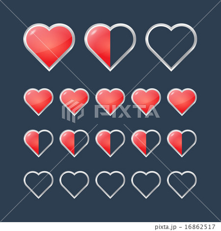 Red hearts with filling rating status icons 16862517