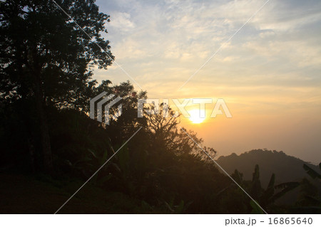 Sunset on mountain background 16865640