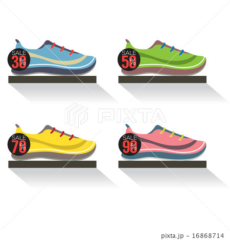 Side View Of Running Shoes On Shelf Side View Of Running Shoes On Shelf 16868714