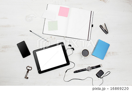 Workplace. Empty notepad, tablet pc Workplace. Empty notepad, tablet pc 16869220