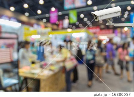 CCTV security camera on monitor the shopping center with people CCTV security camera on monitor the shopping center with people 16880057
