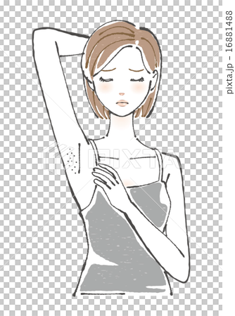 脇毛のそり残しを気にする女性イラスト 16881488