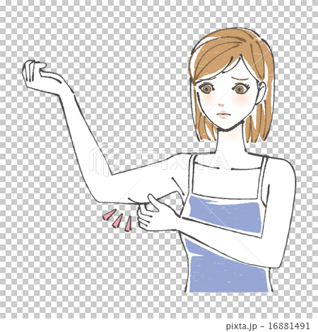 二の腕の脂肪に悩む女性イラストのイラスト素材 二の腕の脂肪に悩む女性イラストのイラスト素材