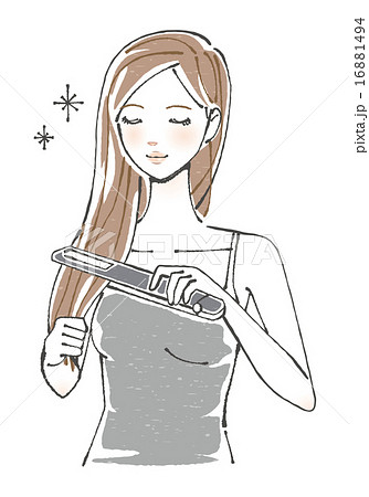 Illustration Of A Hair Ironing Woman Stock Illustration