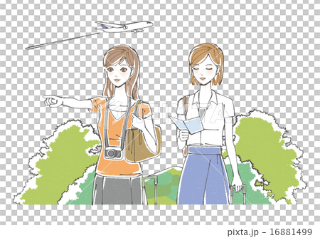 夏に旅行する女性二人組イラスト 夏に旅行する女性二人組イラスト 16881499