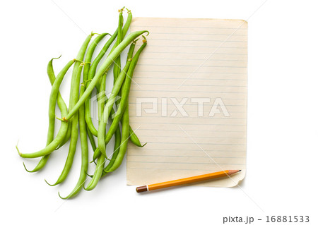 green beans and blank sheet paper green beans and blank sheet paper 16881533