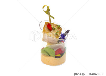 canaps with edible flowers meat cheese and seafood 16882052