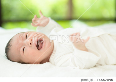 窓際で泣いている赤ちゃん 16882096