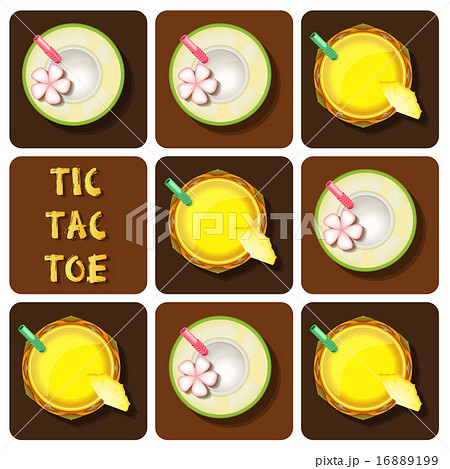 Tic-Tac-Toe of pineapple juice and coconut water 16889199