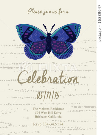 Invitation card for wedding, birthday and holiday with beautiful butterfly 16889647