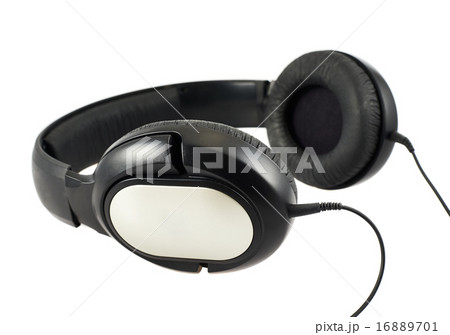 Black headphones set with a wire Black headphones set with a wire 16889701
