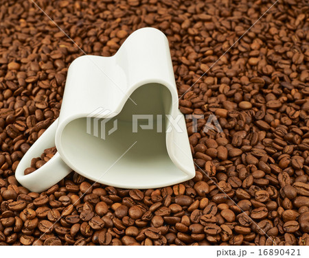 Cup on coffee beans Cup on coffee beans 16890421