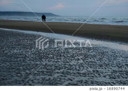 日没直後のドーヴィルの浜辺 16890744