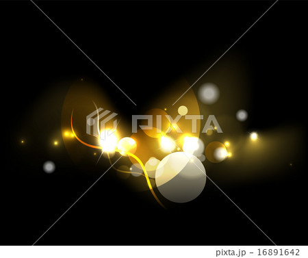 Glowing shiny bubbles and stars in dark space Glowing shiny bubbles and stars in dark space 16891642
