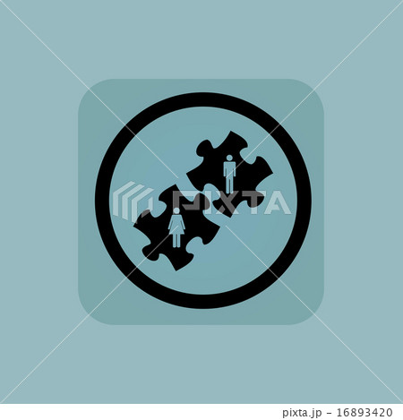 Pale blue people puzzle sign Pale blue people puzzle sign 16893420