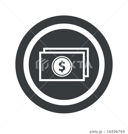 Round black dollar bill sign 16896769