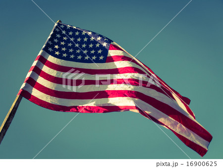 American flag over blue sky ( Filtered image processed vintage e American flag over blue sky ( Filtered image processed vintage e 16900625