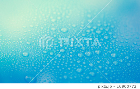 Drops of water on blue floor 16900772