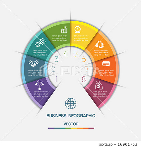 Infographic Color Semicircle on eight positions 16901753