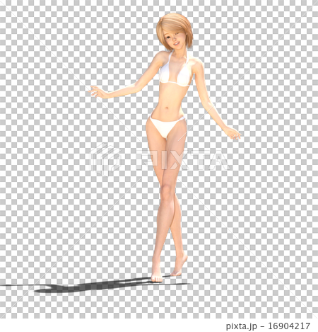 White swimwear female perming 3DCG illustration material White swimwear female perming 3DCG illustration material 16904217