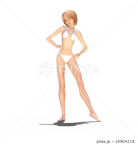白い水着の女性　perming 3DCG イラスト素材 16904218
