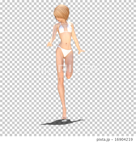 白い水着の女性　perming 3DCG イラスト素材 16904219