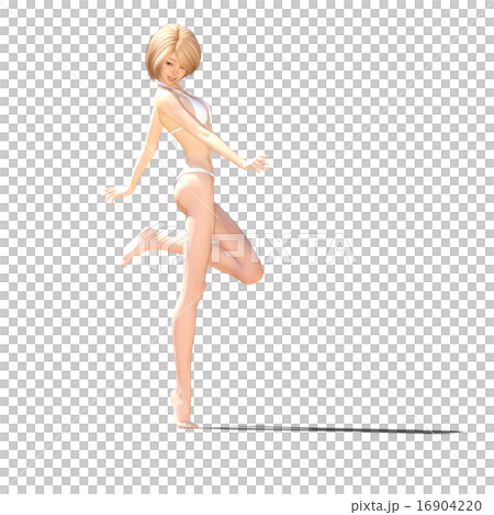 White swimwear female perming 3DCG illustration material 16904220