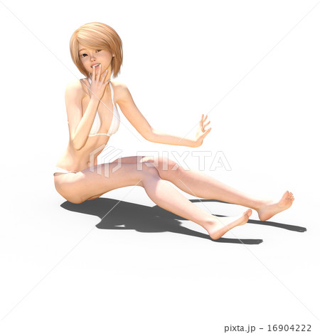 白い水着の女性　perming 3DCG イラスト素材 16904222