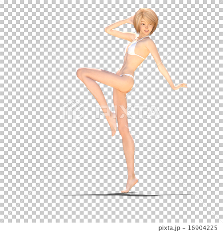 白い水着の女性　perming 3DCG イラスト素材 16904225