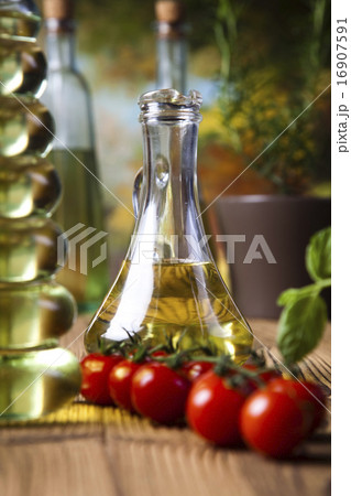 Olive oil bottles, Mediterranean rural theme 16907591