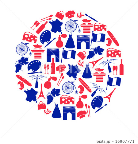 france country theme symbols and icons in circle  france country theme symbols and icons in circle  16907771