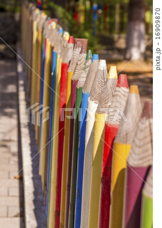 Fence of colourful pencils 16909870